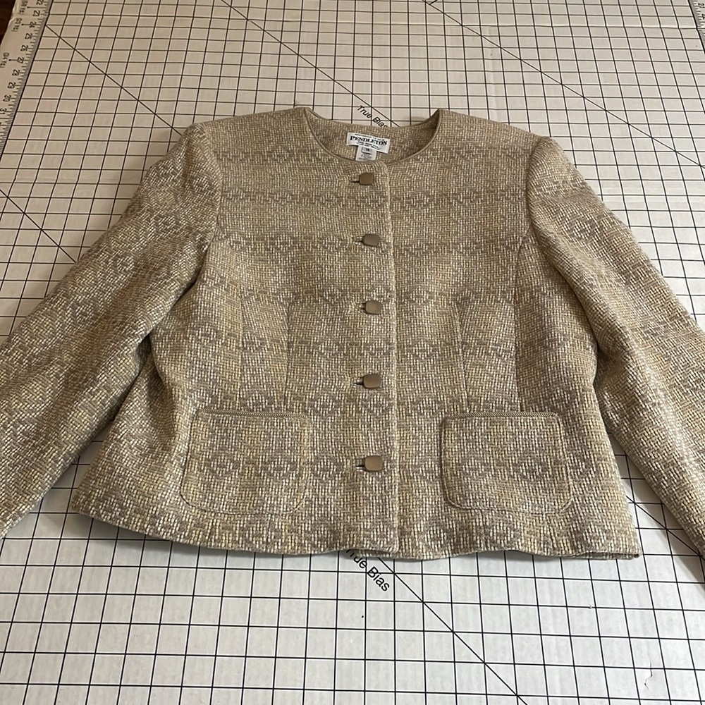 Pendleton, Beige/Tan Patterned, Tweed, Virgin Woo… - image 5